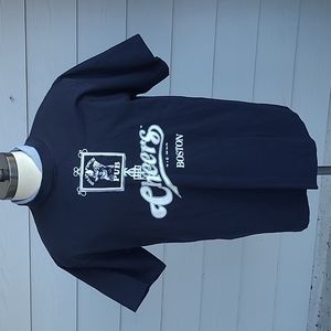 CHEERS Boston Pub Black White Cotton Single Stitch XL‎ Mens Shirt VTG 90s